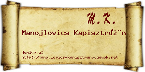 Manojlovics Kapisztrán névjegykártya
